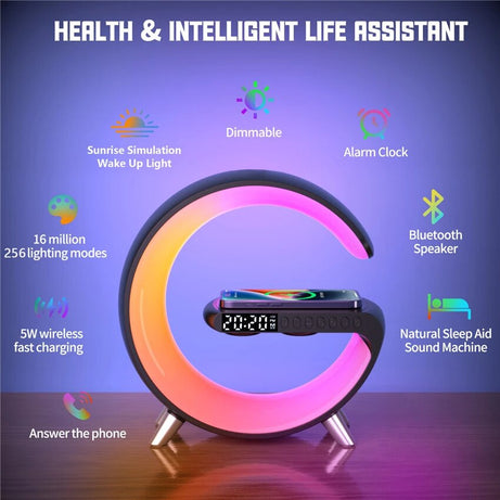 Smart Station (Wireless Cell Charger, Clock, Alarm, Light, Bluetooth, and More...)